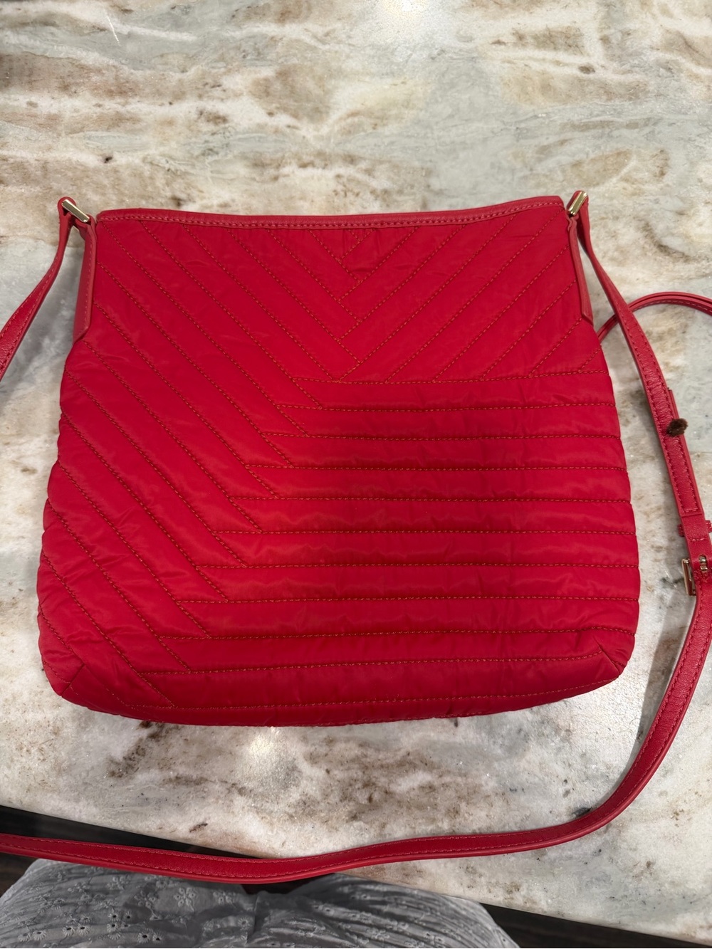 Tory Burch quilted nylon swing pack crossbody red NEW - Picture 3 of 5